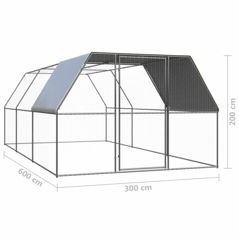 Outdoor Chicken Cage 3x6x2 m Galvanised Steel Q8E1
