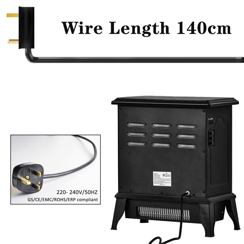 Electric Fireplace Log Burning Flame Effect Stove Fire Heater Thermal Wood 2000W