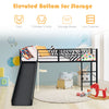 Sliding Loft Children Single Bed Mid Sleeper Steel Bed Frame W/Safety Guardrails
