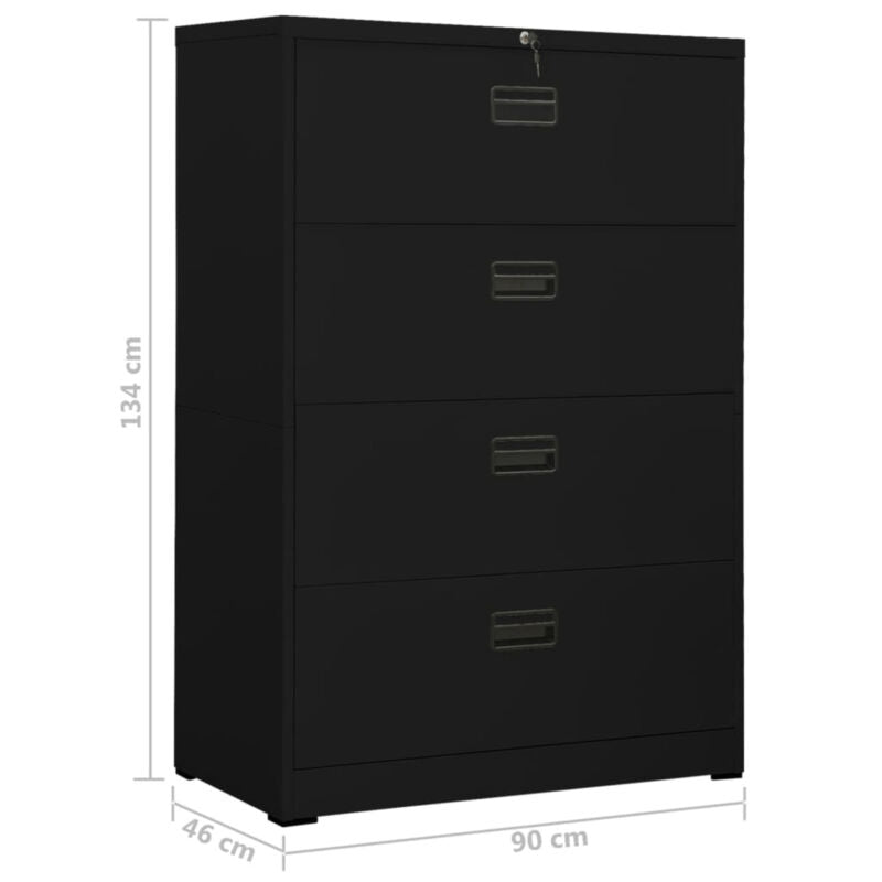 Filing Cabinet Black 90x46x134 Steel M8R1