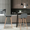 2 Pcs PU Leather Bar Stools Breakfast Stool Kitchen Pub Chairs Seat Grey