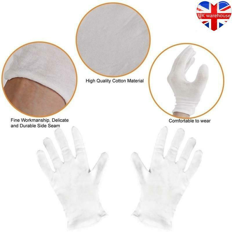 24 Pcs White Gloves, 12 Pairs Soft Cotton Work Gloves, Coin Jewelry Silver UK