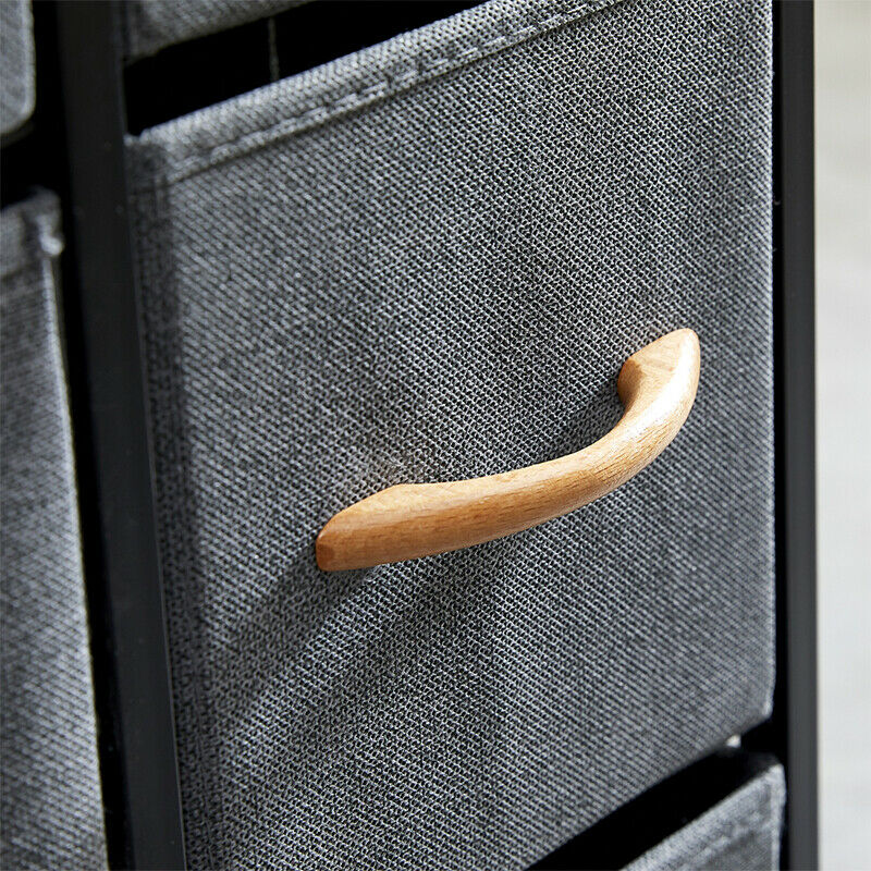 Fabric Bedside Table Cabinet Storage Unit Metal Frame Chest Of 7 Drawers Home BN