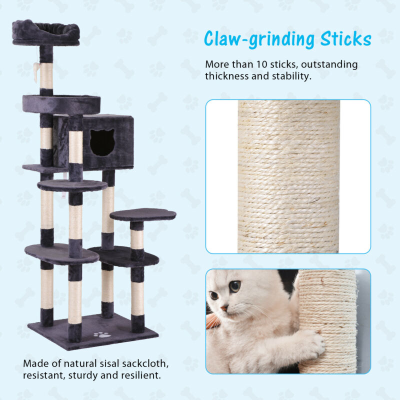 Large Cat tree multilevel Scratching Post Kitten Climbing Tower Activity Centre