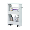 Bathroom Toilet Slim Floor Cabinet Narrow Storage Trolley Cart Rack Holder White