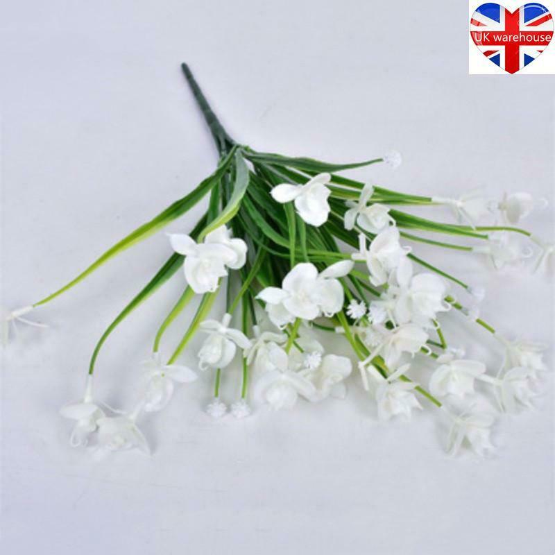 5 Bundles Artificial Flowers Plastic Fake Outdoor Plants Faux UV Resistant Decor
