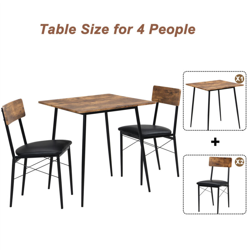 Dining Table and Chairs with PU Leather Set Kitchen Breakfast Bar Furniture MU
