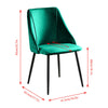 Set of 2 Velvet Dining Chairs Accent Chairs Padded Seat Metal Legs Kitchen Green
