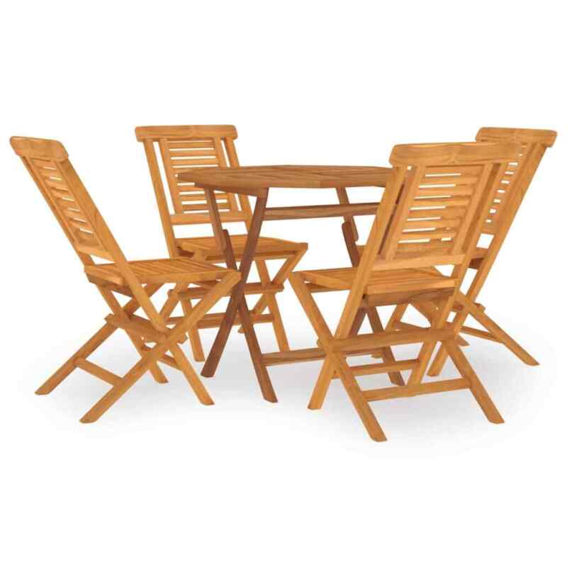 5 Piece Garden Dining Set Solid Wood Teak R0F1