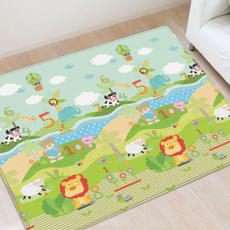 2 Sides Large Baby Crawling Blanket Soft Play Mat Floor Rug Kids Activity Carpet
