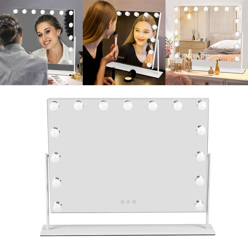 15pcs Light Rotating Makeup Mirror Dressing Mirrors 3 Mode Light Touch Control