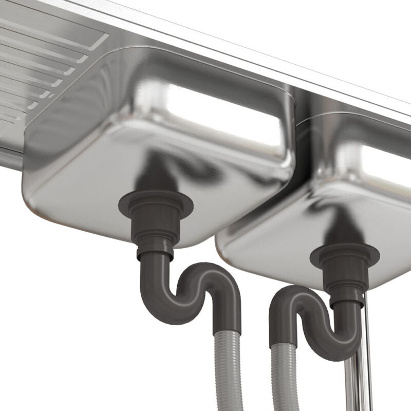 120cm Stainless Steel Commercial Kitchen Double Bowl Sink W/Shelf& Left Platform