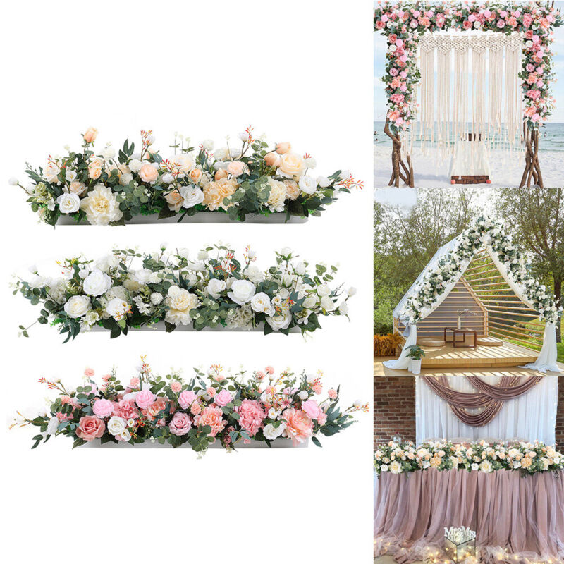 Wedding Artificial Flower Row Arch Table Background Bouquet Party Decor 100CM
