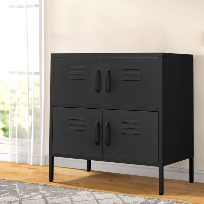 4 Doors 4 Shelves Vertical Metal Filing Cabinet Furniture Office Storage Unit