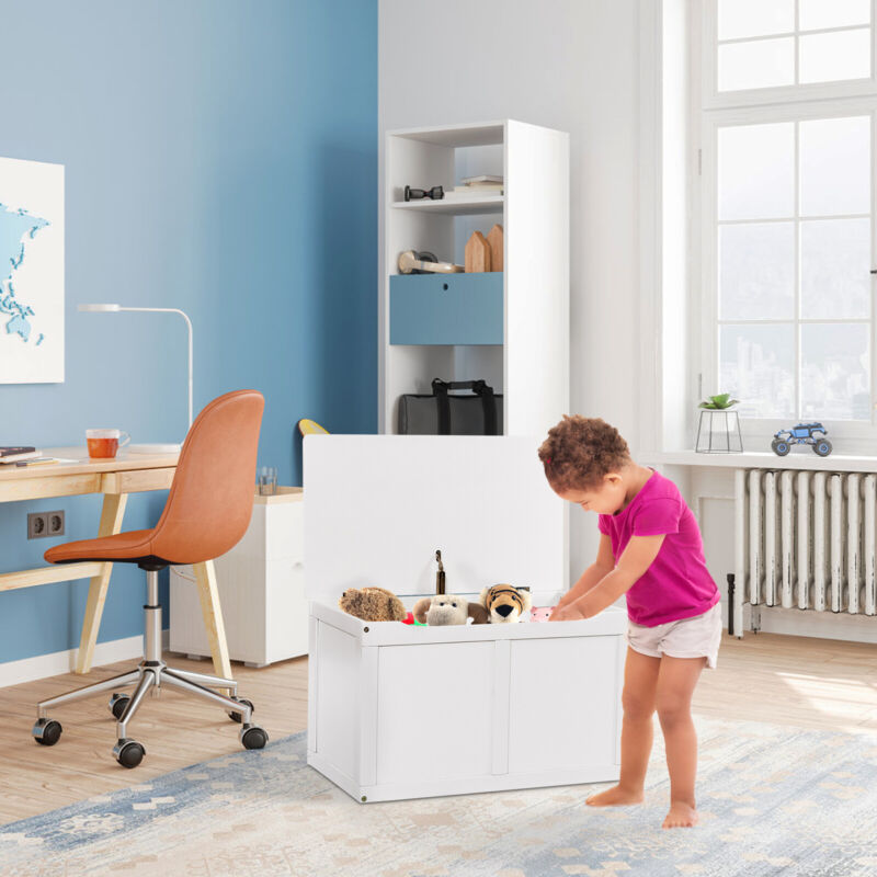 Large Wooden Toy Box Kids Storage Unit Heavy-Duty Chest Bench W/ Safety Hinge