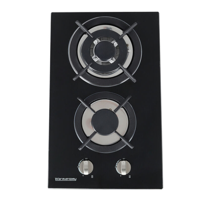 Built In 2/4/5 Burner Black Glass On Gas Wok Burner Hob With Cast Iron Pan Stand