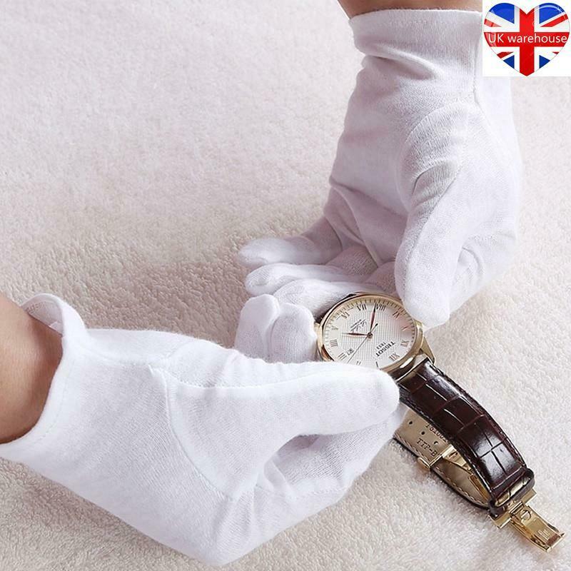 24 Pcs White Gloves, 12 Pairs Soft Cotton Work Gloves, Coin Jewelry Silver UK