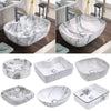 MULTI SHAPE BATHROOM CLOAKROOM COUNTERTOP CERAMIC BASIN SINK & POP UP WASTE SETS