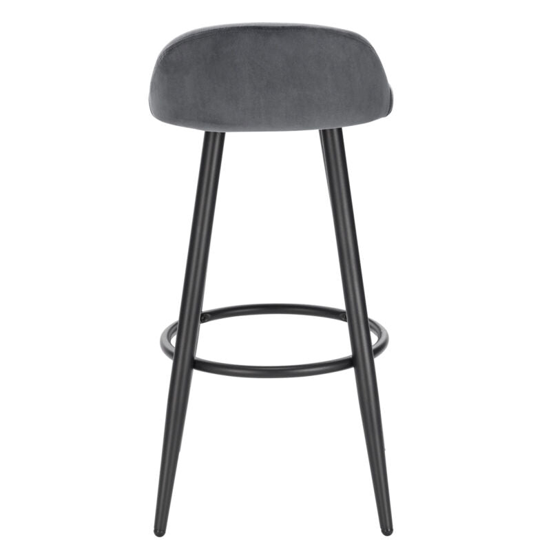 1/2x Breakfast Bar Stool Velvet Padded High Counter with Backrest Chair Barstool