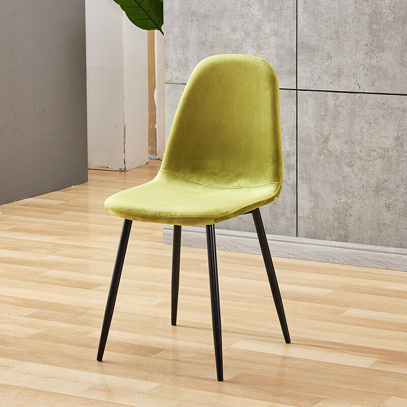 Set of 4 Velvet Dining Chairs Side Chairs Padded Living Room Home Office Yellow