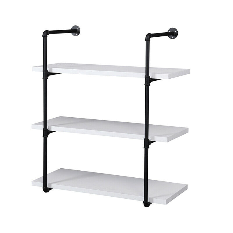 3 tier Shelf Display Storage Rack Holder Wall Mounted Metal Frame MDF Board Home
