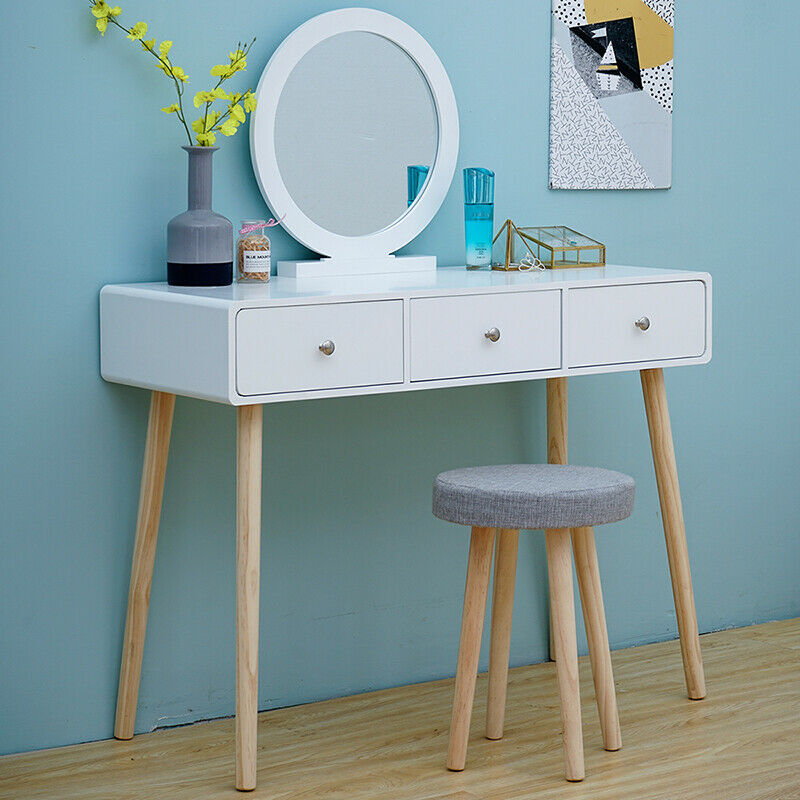 Modern Dressing Table Vanity Table Makeup Desk Dresser Set Home Bedroom Woman BN