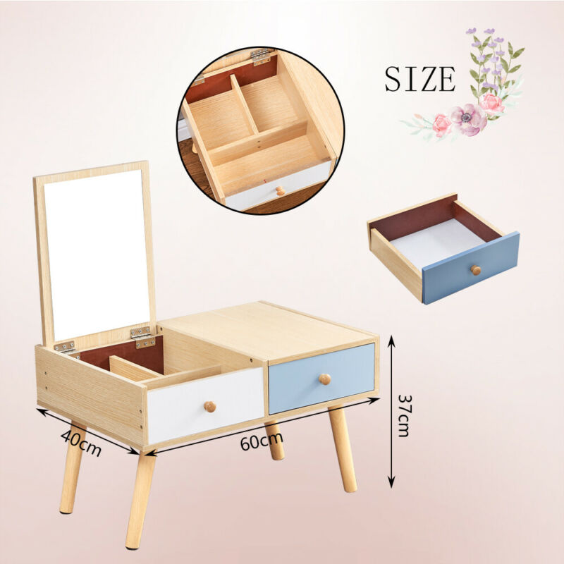 Dressing Table Vanity Table Makeup Desk with Mirror Drawer Storage 37cm Hight BN