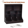 Wooden Toy Storage Cabinet Children 3-Tier Organizer Bookcase W/ 8 Open Cubes