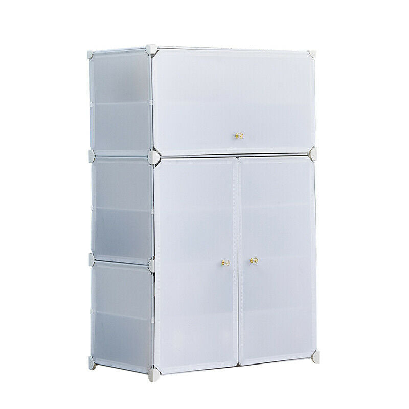6 Tiers Shoe Rack Cube 3 doors DIY Cupboard Storage Cabinet Unit Organiser Home