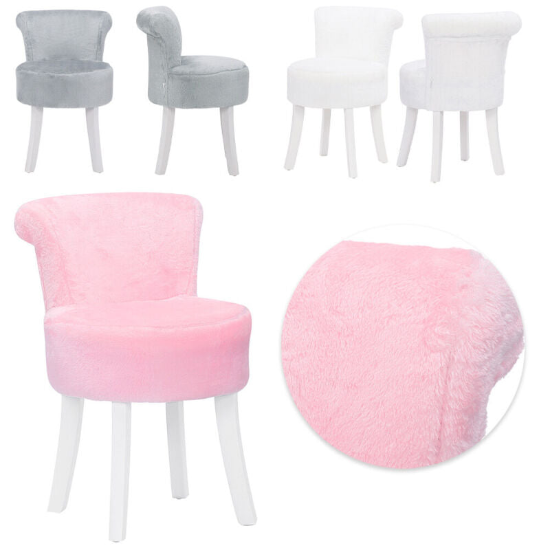 Bedroom Faux Fur Vanity Stool Makeup Dressing Table Shaggy Padded