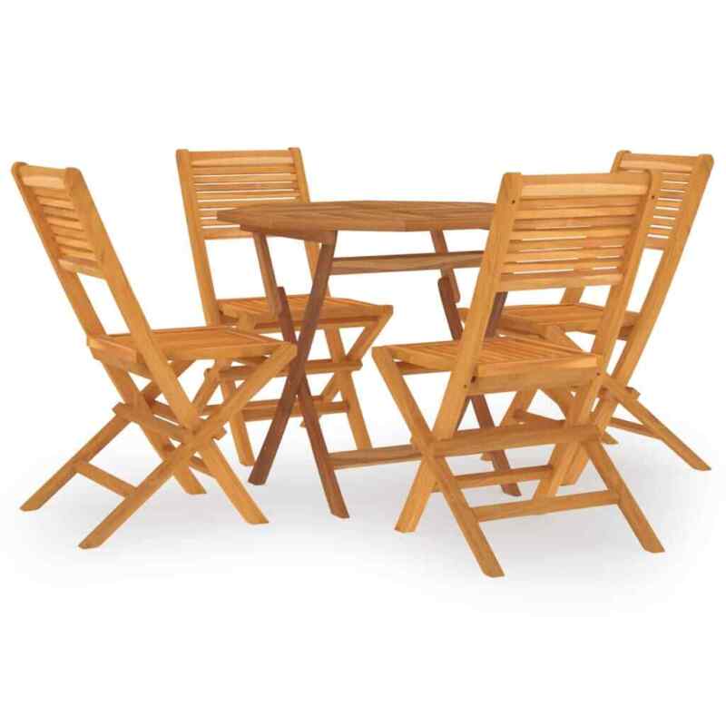 5 Piece Garden Dining Set Solid Wood Teak F7W3