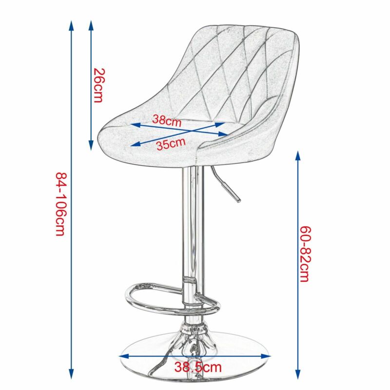 1/2x Bar Stools Breakfast Kitchen Velvet Padded Barstools Swivel Gas Lift Chairs