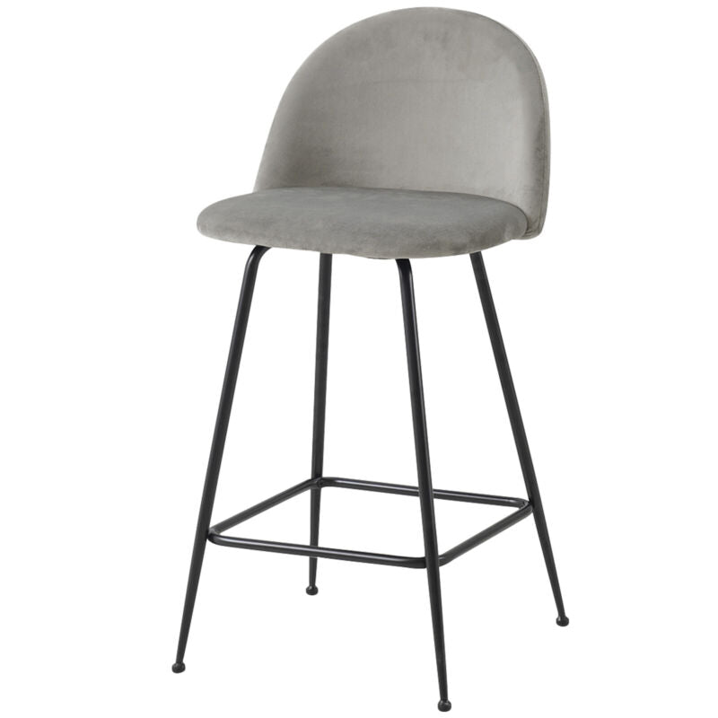 2x Breakfast Barstools w/ Velvet Padded Backrest High Counter Stools Restaurant