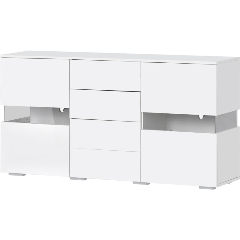 Modern Cabinet Cupboard Sideboard TV Unit High Gloss 2 Doors 4 Drawers With LED