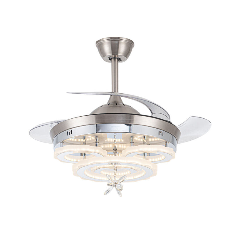 2 in 1 Modern Chandelier Ceiling Fan Light LED Lamp with Remote Living Room 42"