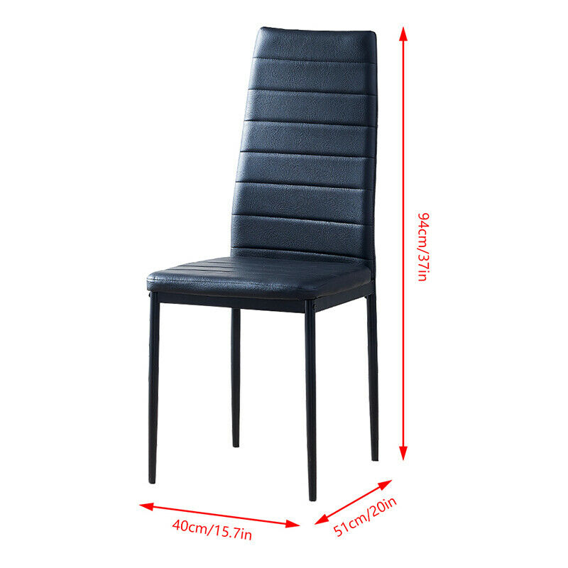 Dining Table and 4 Dining Chairs Set Glass Top Faux Leather High Back Kitchen BN