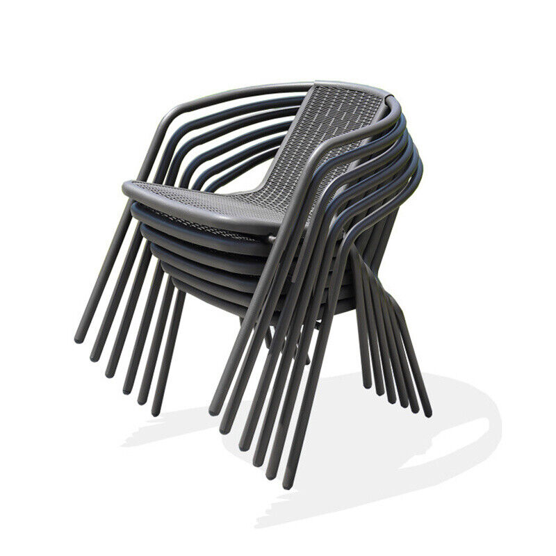 2/4/6 Seater Black Bistro Set Garden Patio Furniture Table Chairs w/Parasol Hole