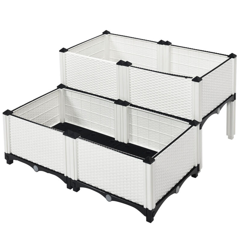 Set of 4 Raised Garden Bed Kits Elevated Flower Vegetable Herb Grow Planter Box