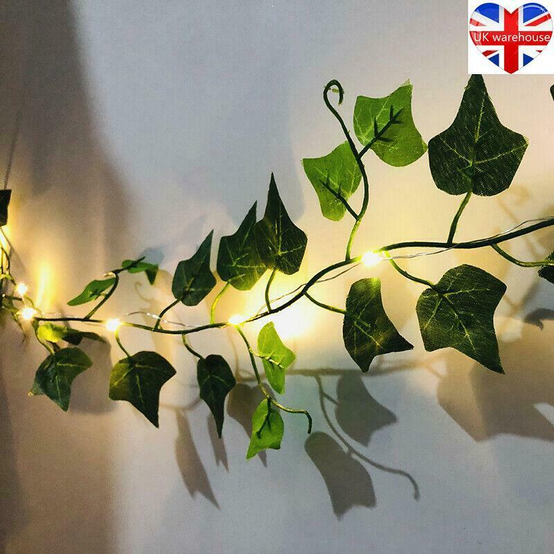 2M/10M LED Leaves Ivy Leaf Garland Fairy String Lights Party Garden Decor Lamp
