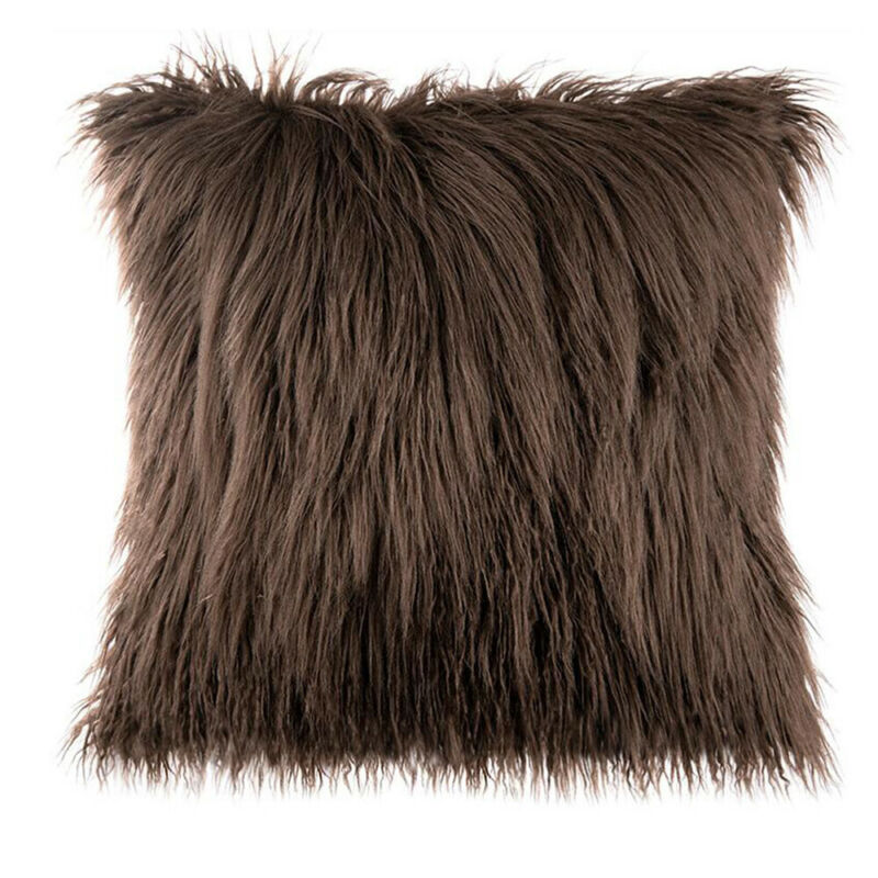 18" Plush Throw Pillow Case Fluffy Plush Sofa Cushion Cover Home Sofa Decor