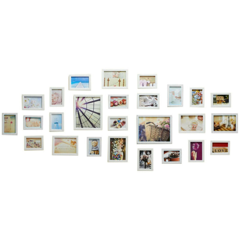 26PC White Wall Mount Photo Frames Multi Picture Wall Set Living Room Home Decor