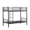 Black Bunk Bed Metal Frame with Ladder Home Dorm Bedroom Furniture for Family BN