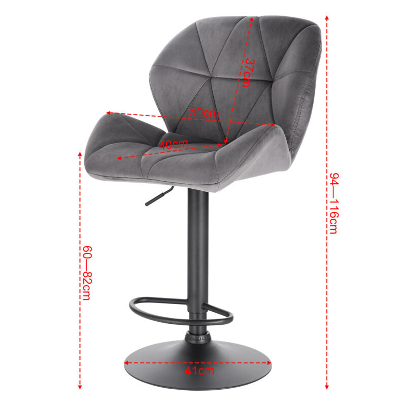 1x Breakfast Bar Stool 360° Swivel Gas Lift Adjustable Height Kitchen Bar Chair