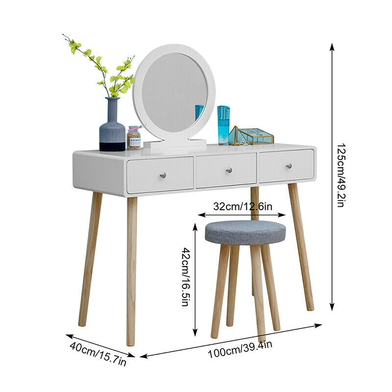 Modern Dressing Table Vanity Table Makeup Desk Dresser Set Home Bedroom Woman BN