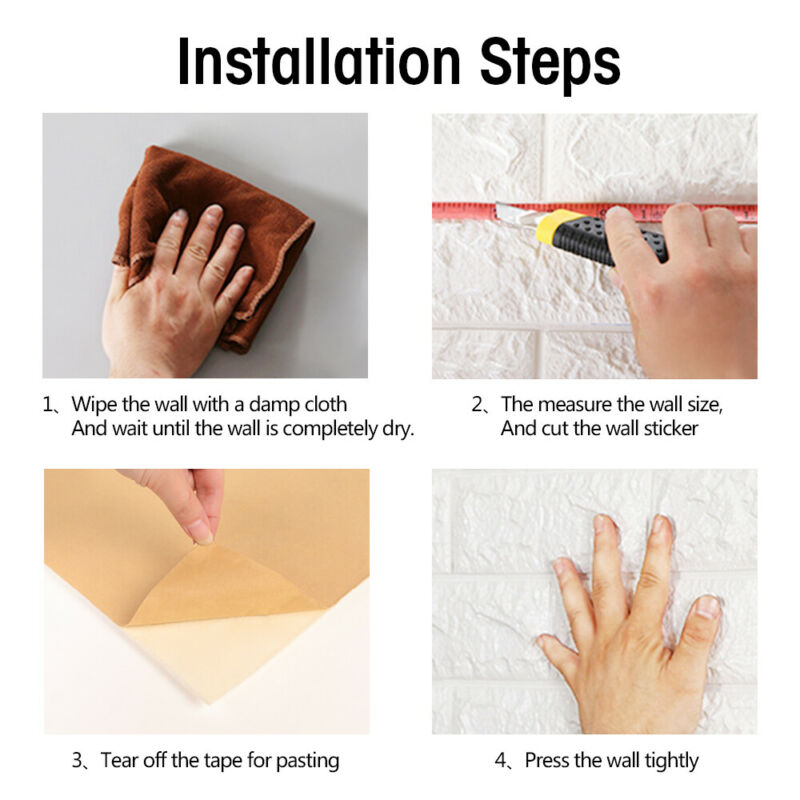 60*30cm 10Pcs 3D Brick Wall Stickers Self- Adhesive Panels Waterproof Tiles