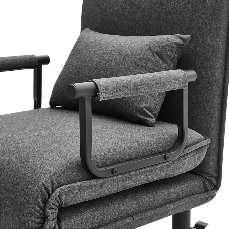 Foldable Chair Bed Sofabed Recliner Armchair with 2 Wheels Pillow Guest Sleeper