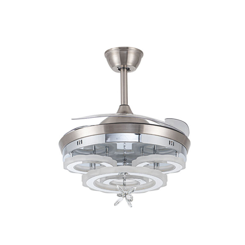 2 in 1 Modern Chandelier Ceiling Fan Light LED Lamp with Remote Living Room 42"