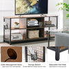 Industrial TV Stand for TVs up to 65 Inches 3-Tier TV Cabinet w/ Storage Basket