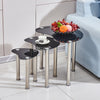 Black Glass Nest of 3 Tables Side End Corner Lamp Nested Sofa Tables Livingroom