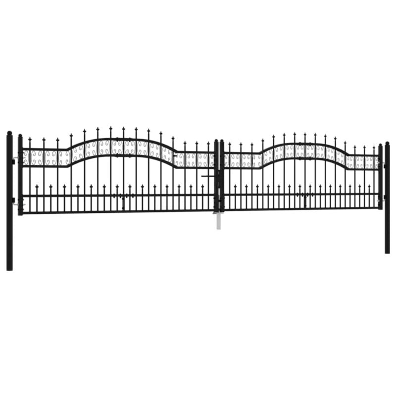 Fence Gate with Spear Black 406x120 -coated Steel R7E9